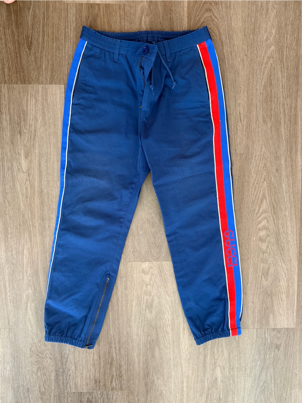 Gucci Royal Blue Track Pants with White Interior